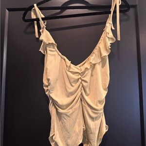 Elegant Green Ruffled Sleeveless Blouse